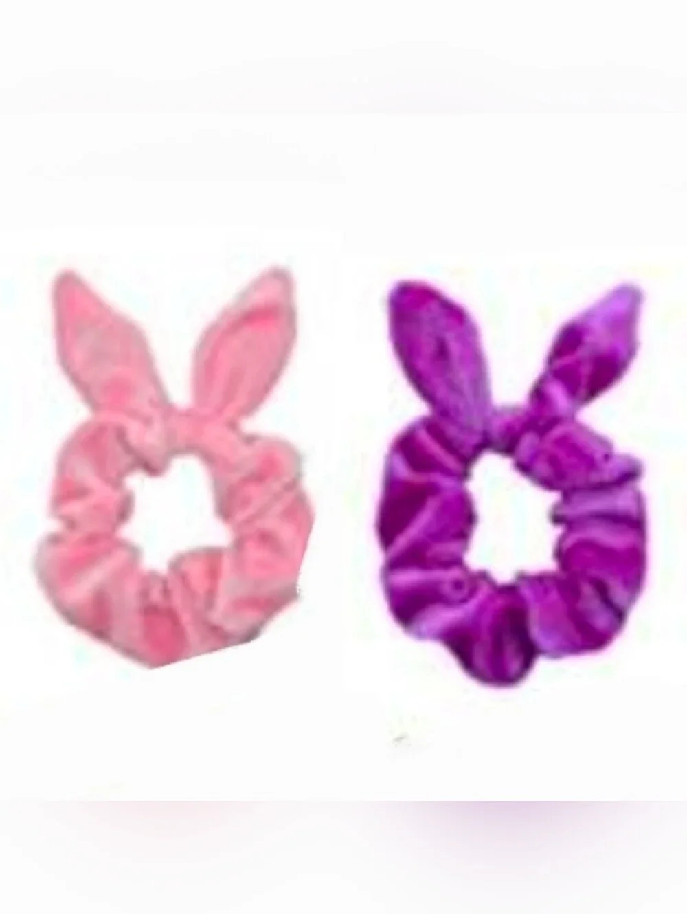 Bunny Ear Hair Scrunchies - Pink & Purple BNIB